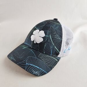 Black Clover Hat Mens Snapback Black White Tropical Leaf Trucker Golf Baseball
